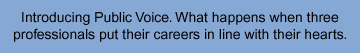 Introducing Public Voice. What happens when three professionals put their careers in line with their hearts.